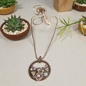 NWT Beautiful sterling silver Multi-Gemstone & Diamond Necklace